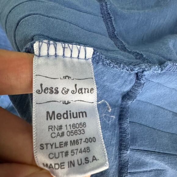 Jess & Jane Mineral Wash City Abstract Tunic Top Blue Lagenlook Artsy Medium - Picture 8 of 9